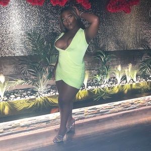 Neon Green Cowl Neck Dress